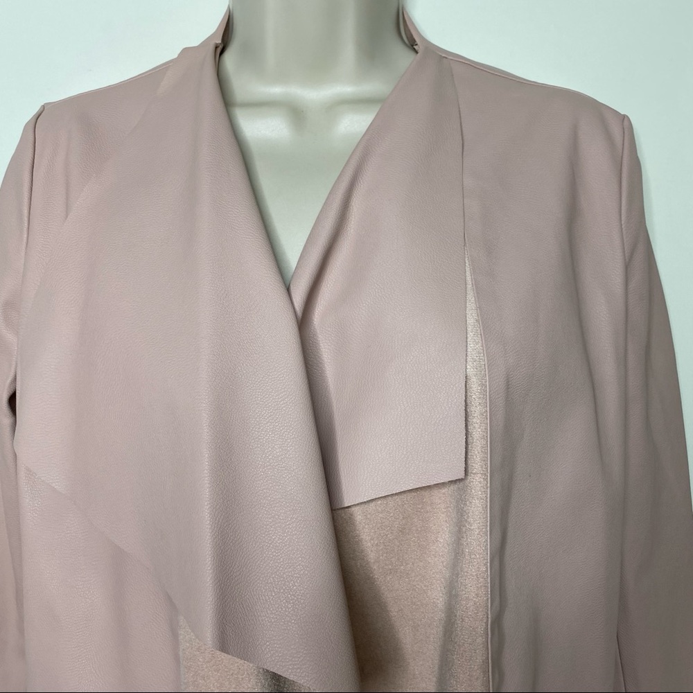 Zara Basic Drape Open Front Jacket Faux Leather S… - image 3